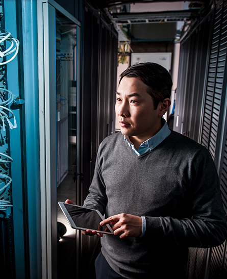 Man In a Server Room, Data Networks, Macomb, MI